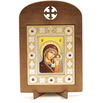 Икона 6x9 (ERM) деревянная, вставка металл, Казанская 1