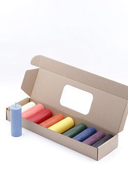 Набор из 10 формовых пеньковых свечей (10см, D35, 5ч), 10 ЦВЕТОВ