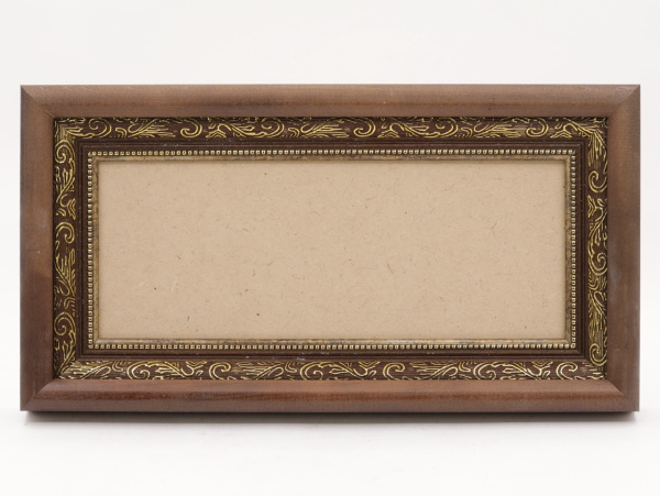 КИОТ под лик 30х12см (ERM) ТЕМНОЕ дерево, БЕЛЫЙ багет