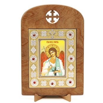Икона 6x9 (ERM) деревянная, вставка металл, Ангел Хранитель 2