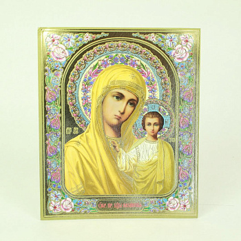 Лик полигр. 15х18, 001 Желтый тон, Казанская  (Золото, Конгрев, УФ-лак)
