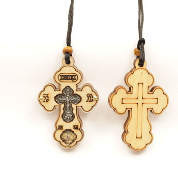 Авто ПОДВЕСКА (ERM) КРЕСТ фигурный, 6х4см, СЕРЕБРО