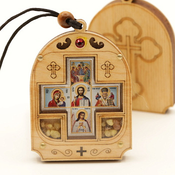 Авто ПОДВЕСКА (ERM) АРКА КРЕСТ 5 икон, 7х5см