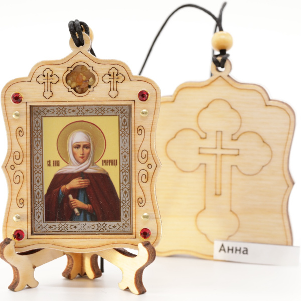 Авто икона (ERM) с подставкой 4х3,5см, Анна