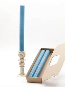 Свечи-столбики, 3шт в коробочке (35см, D35, 15ч), ГОЛУБЫЕ