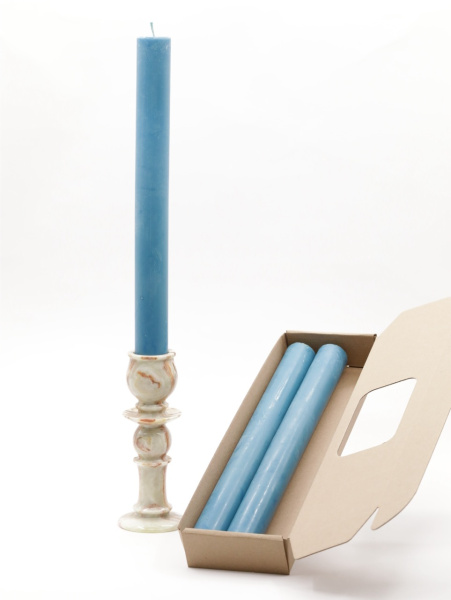 Свечи-столбики, 3шт в коробочке (35см, D35, 15ч), ГОЛУБЫЕ