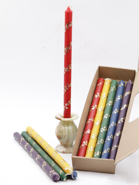 Свечи праздничные №4 (уп 10шт), РАЗНОЦВЕТНЫЕ 5 цветов (Золотая лоза)