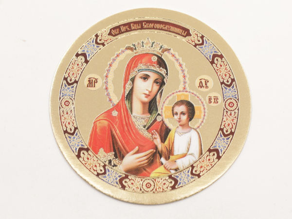 Икона круг D5см, Скоропослушница Божия Матерь