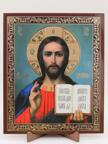 Икона на оргалите 15x18 (тисн), 005 КраснСиний тон, Спаситель (2)