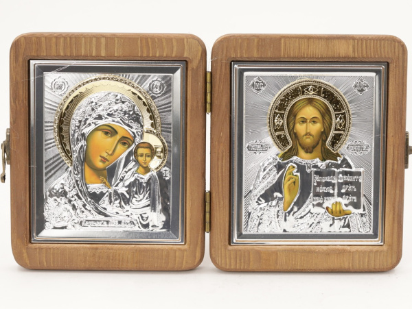 Складень (ERM) 11x13 деревянный, РИЗА, гравировка купола