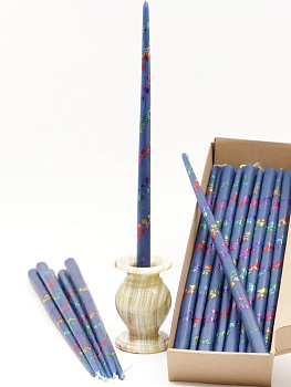 Свечи золоченые конусные №55, ЛОЗА (Радужная), СИНИЕ (24шт)