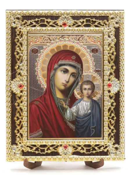 Икона 17x22 (ERM) на планшете, ЗОЛОТОЙ АЖУР, Казанская №8