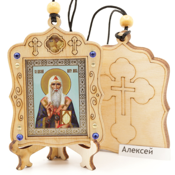 Авто икона (ERM) с подставкой 4х3,5см, Алексей