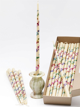 Свечи золоченые конусные №55, ЛОЗА (Радужная), БЕЛЫЕ (24шт)