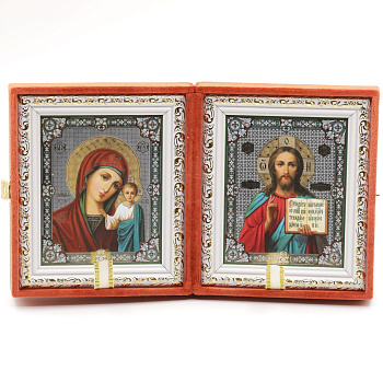 Складень (SHL) 11х13 бархат, БЕЛЫЙ багет, ОРАНЖЕВЫЙ, ПАРА №14