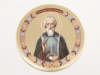 Икона круг D5см, Сергий Радонежский