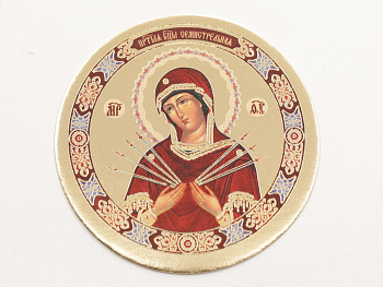 Икона круг D5см, Семистрельная Божия Матерь