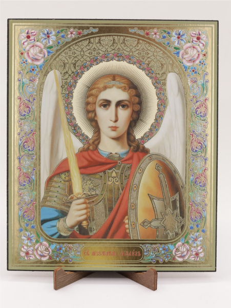 Икона на оргалите 15x18 (тисн), 001 Архангел Михаил