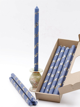 Свечи праздничные №4 (уп 10шт), ВАСИЛЬКОВЫЕ (Золотая лоза)