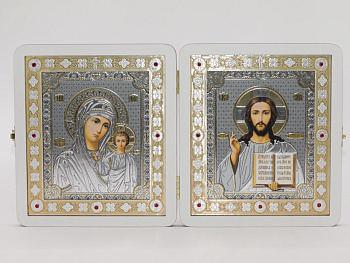 Складень (ERM) 15x18 ВЕНГЕ вставка металл со стразами, Спаситель - Казанская №5