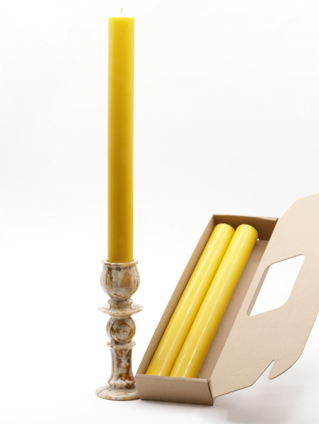 Свечи-столбики, 3шт в коробочке (35см, D35, 15ч), ЖЕЛТЫЕ