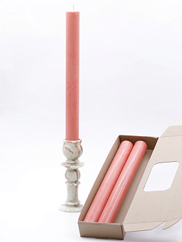 Свечи-столбики, 3шт в коробочке (35см, D35, 15ч), РОЗОВЫЕ