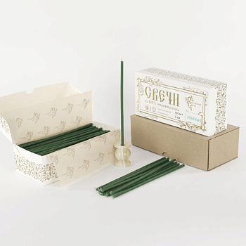 Ростовские свечи ЧАСОВЫЕ (20см, 1ч, 200шт), ЗЕЛЕНЫЕ