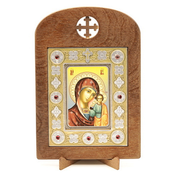 Икона 6x9 (ERM) деревянная, вставка металл, Казанская 2
