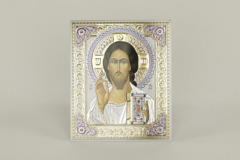Лик полигр. 15х18, Серебро, оверпринт, кольца, Спаситель (Византия)