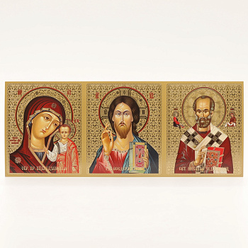 Лик полигр. 30х12, прямая рамка, ТРИПТИХ (визант)