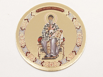 Икона круг D5см, Спиридон Тримифунтский (на троне)