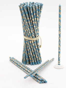 Свечи праздничные №80 (уп 50шт), ГОЛУБЫЕ (Золотая лоза)