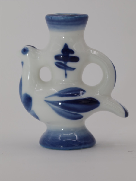 Подсвечник керамический малый, Гжель Птица (с ручкой)