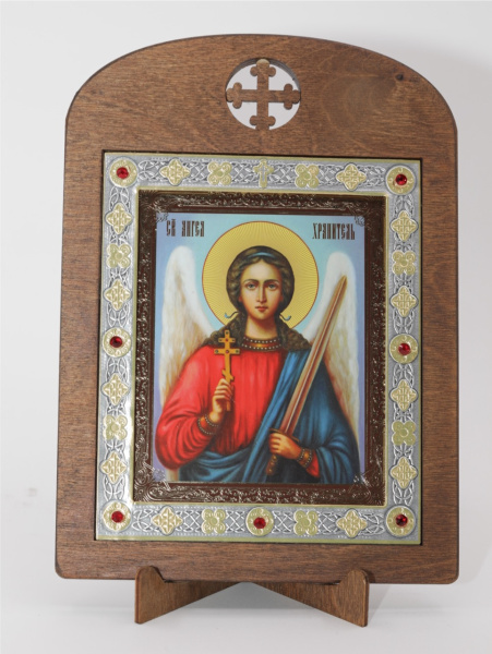 Икона 11x13 (ERM) деревянная, вставка металл, Ангел Хранитель (поясн) (2)