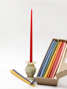 Свечи формовые интерьерные D15 (35см, 8ч), 24шт, 10 ЦВЕТОВ