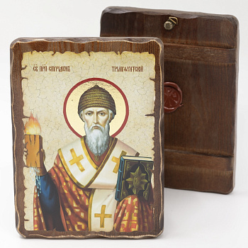 Икона 17x23 (ERM) деревянная под старину, Спиридон 1