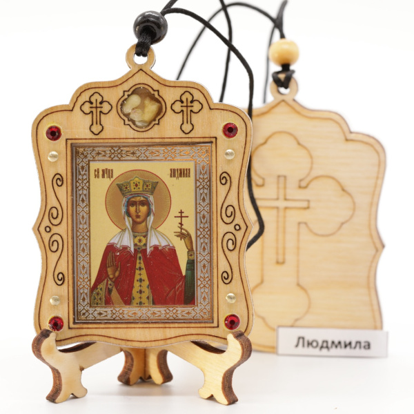 Авто икона (ERM) с подставкой 4х3,5см, Людмила