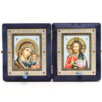 Складень (ERM) 11х13  бархат Вставка металл со стразами, СИНИЙ №7