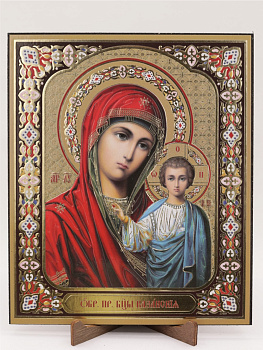 Икона на оргалите 15x18 (тисн), 004 Красн/Синий тон, Казанская